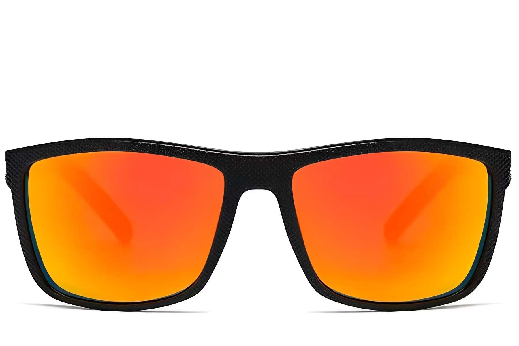 BS2607-0692_Black_Rectangular_Plastic_Polarized Sunglasses_front