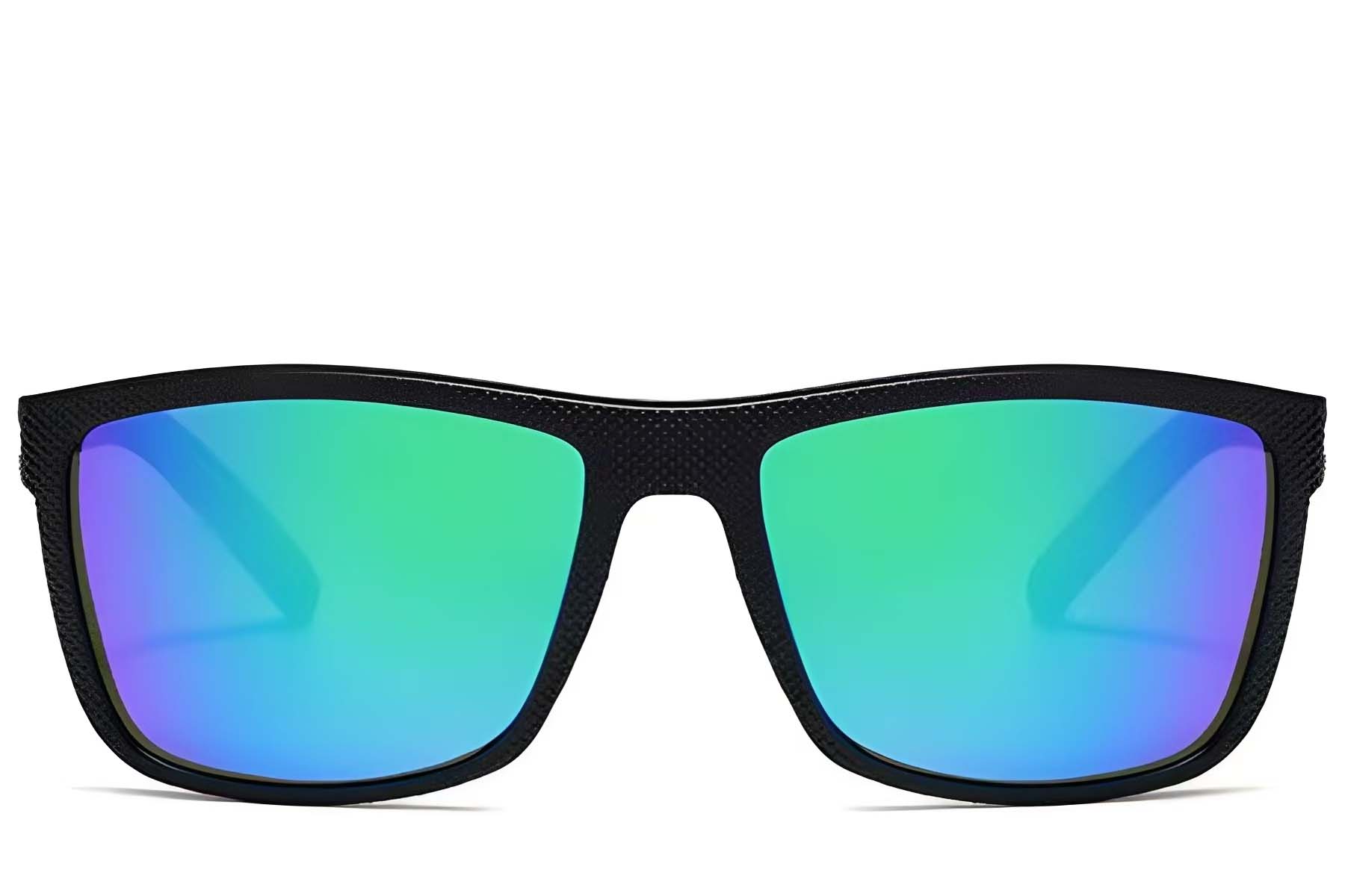 BS2607-0693_Black_Rectangular_Plastic_Polarized Sunglasses_front