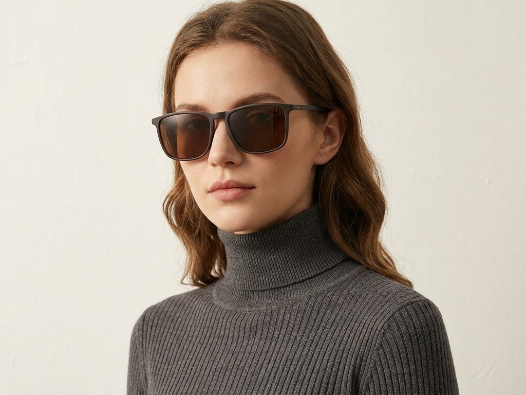 BS2607-0694_Brown_Rectangular_Plastic_Polarized Sunglasses-tryon_female