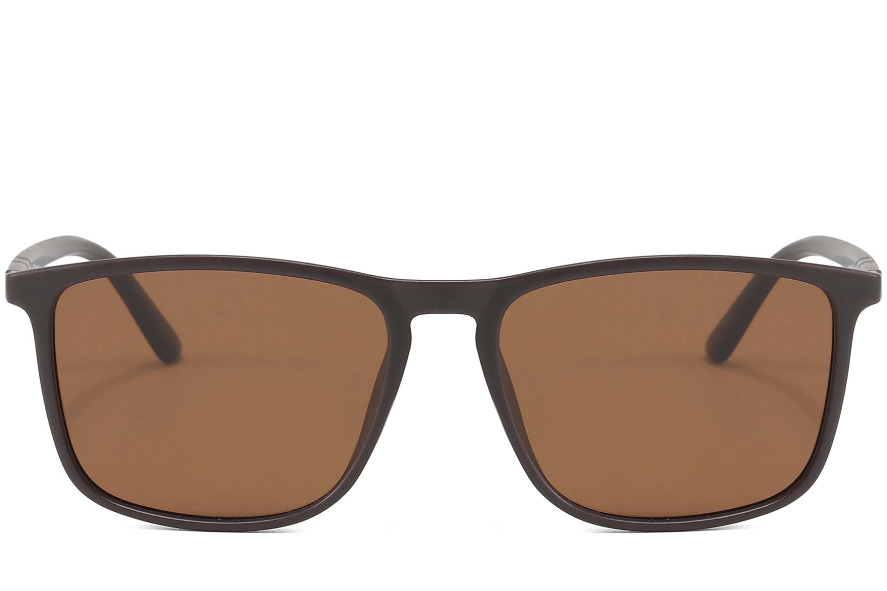 BS2607-0694_Brown_Rectangular_Plastic_Polarized Sunglasses_front