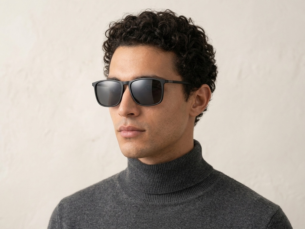 BS2607-0695_Black_Rectangular_Plastic_Polarized Sunglasses-tryon_male