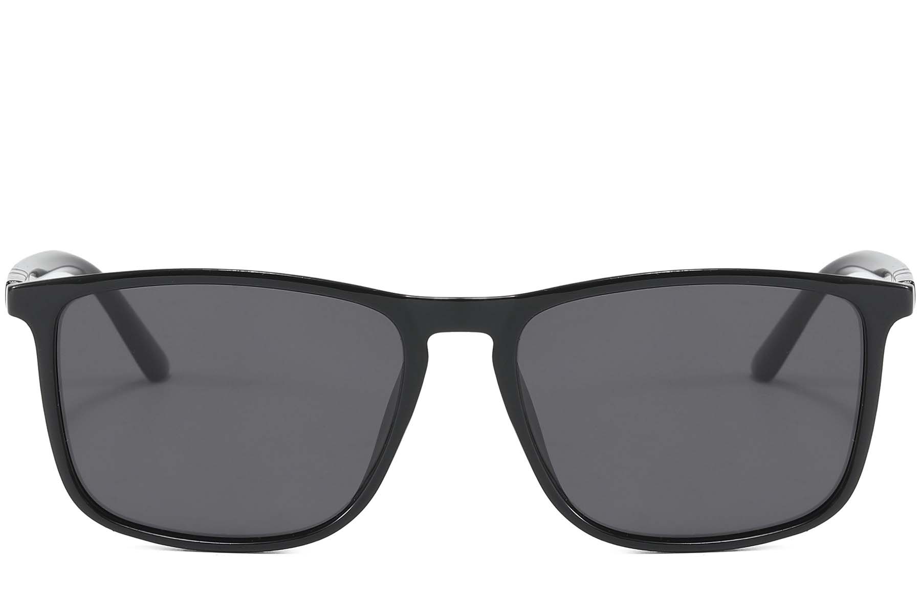 BS2607-0697_Black_Rectangular_Plastic_Polarized Sunglasses_front