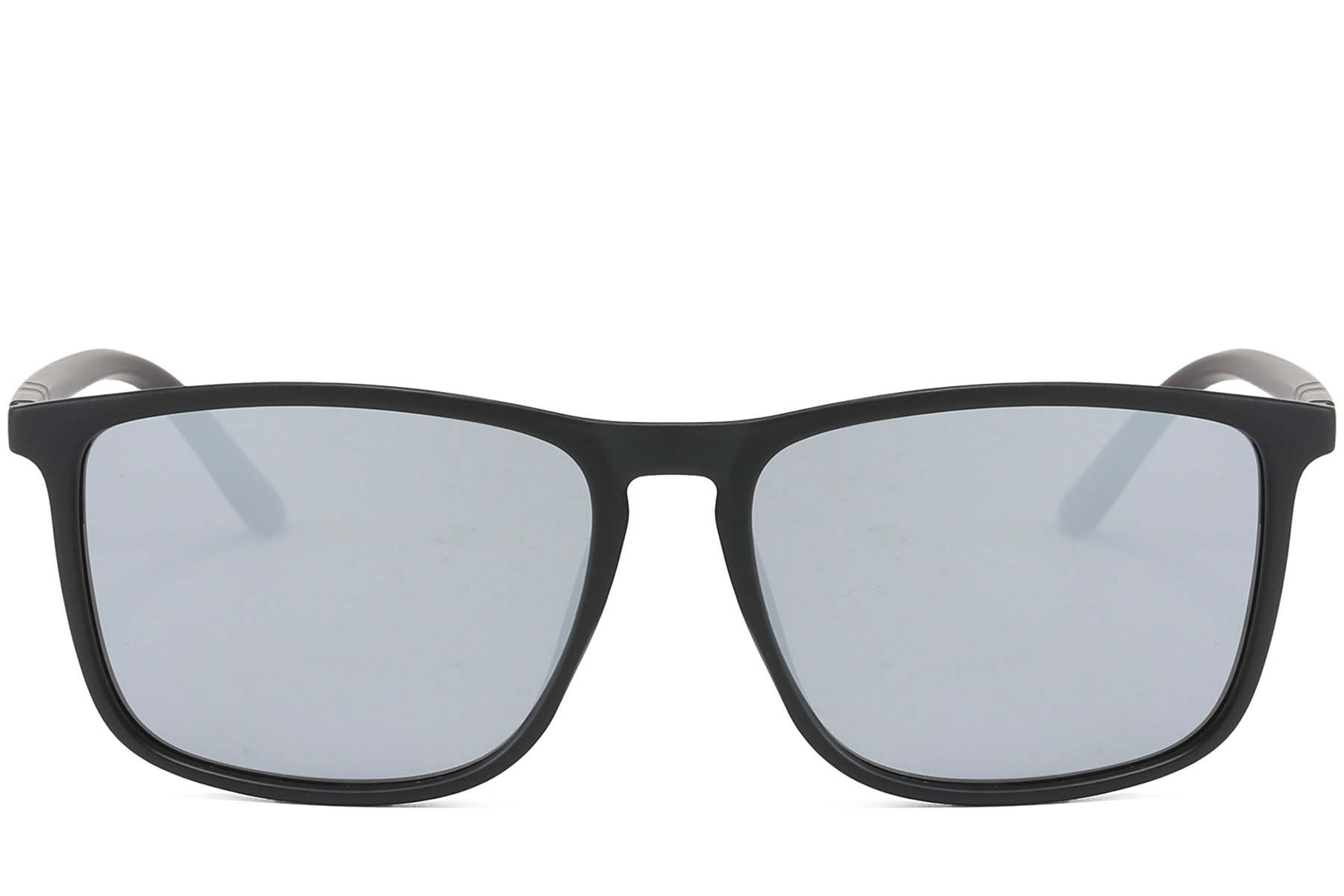 BS2607-0698_Black_Rectangular_Plastic_Polarized Sunglasses_front