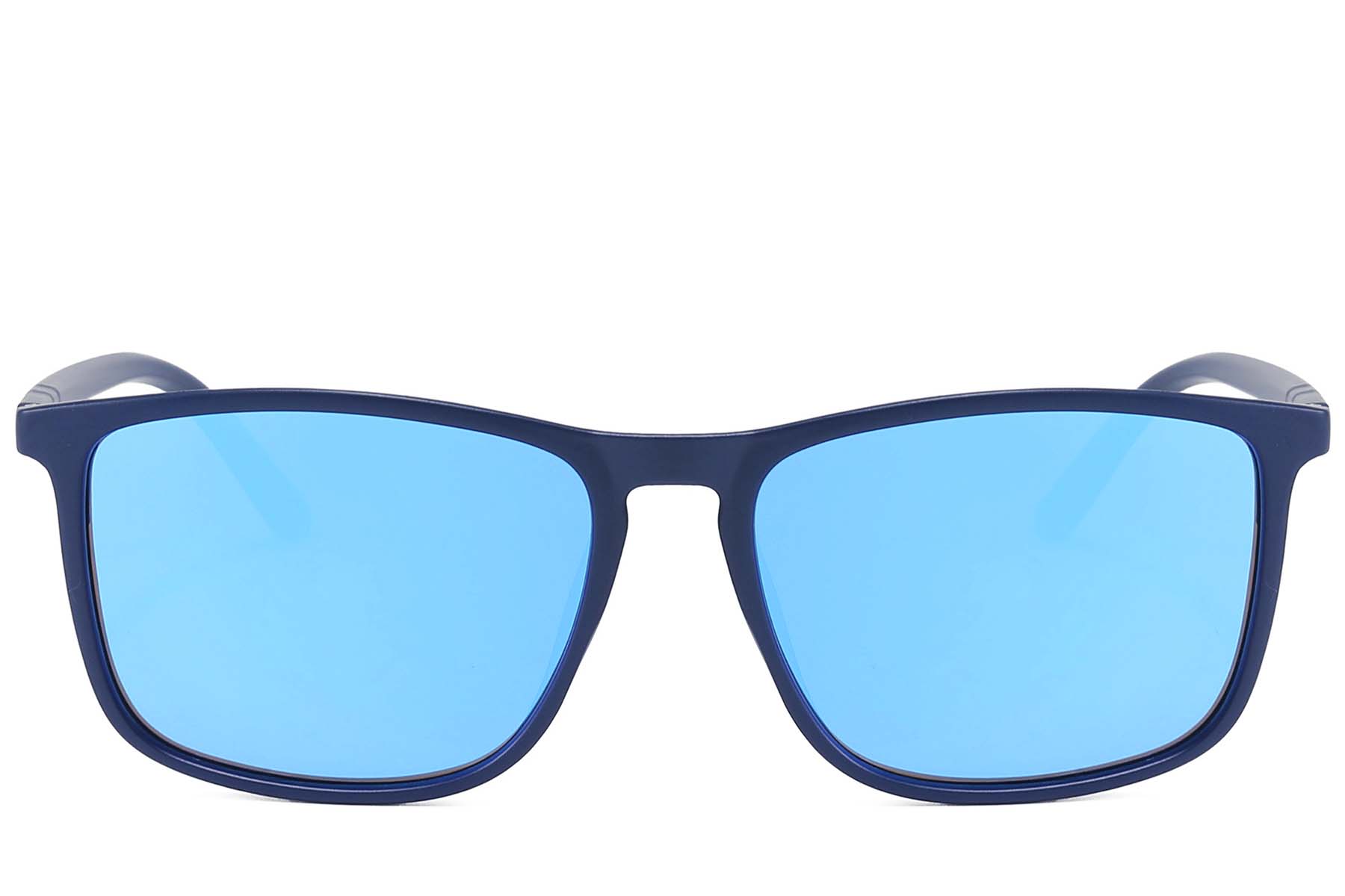 BS2607-0699_Blue_Rectangular_Plastic_Polarized Sunglasses_front