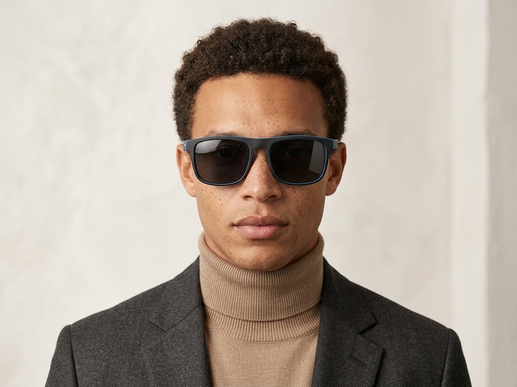BS2607-0703_Black_Aviator_Plastic_Polarized Sunglasses-tryon_male