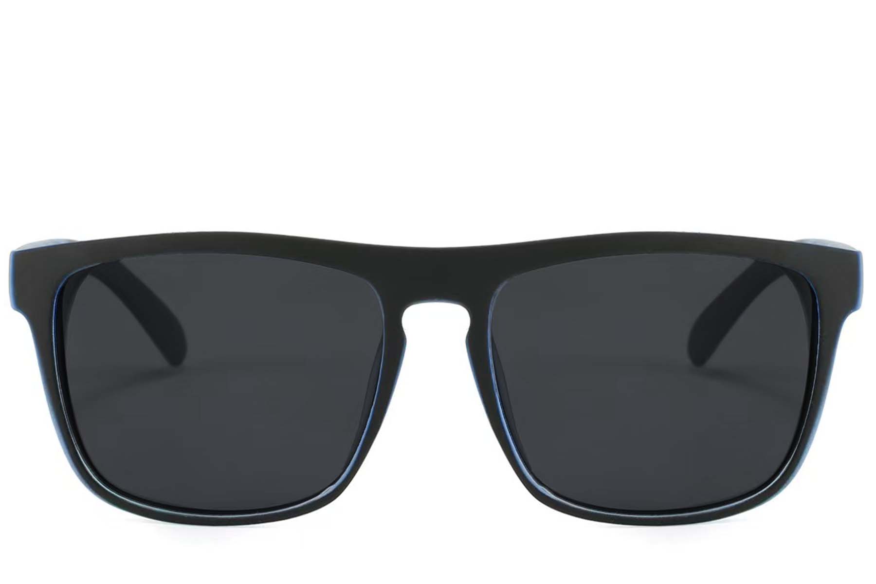 BS2607-0707_Black_Aviator_Plastic_Polarized Sunglasses_front