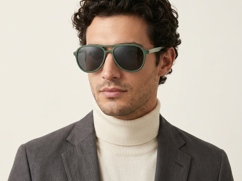 BS2607-0721_Green_Aviator_Plastic_Polarized Sunglasses-tryon_male