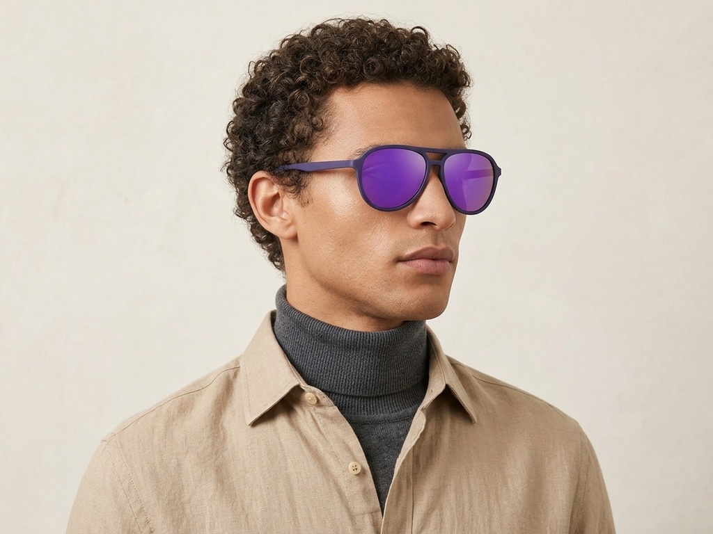 BS2607-0722_Purple_Aviator_Plastic_Polarized Sunglasses-tryon_male