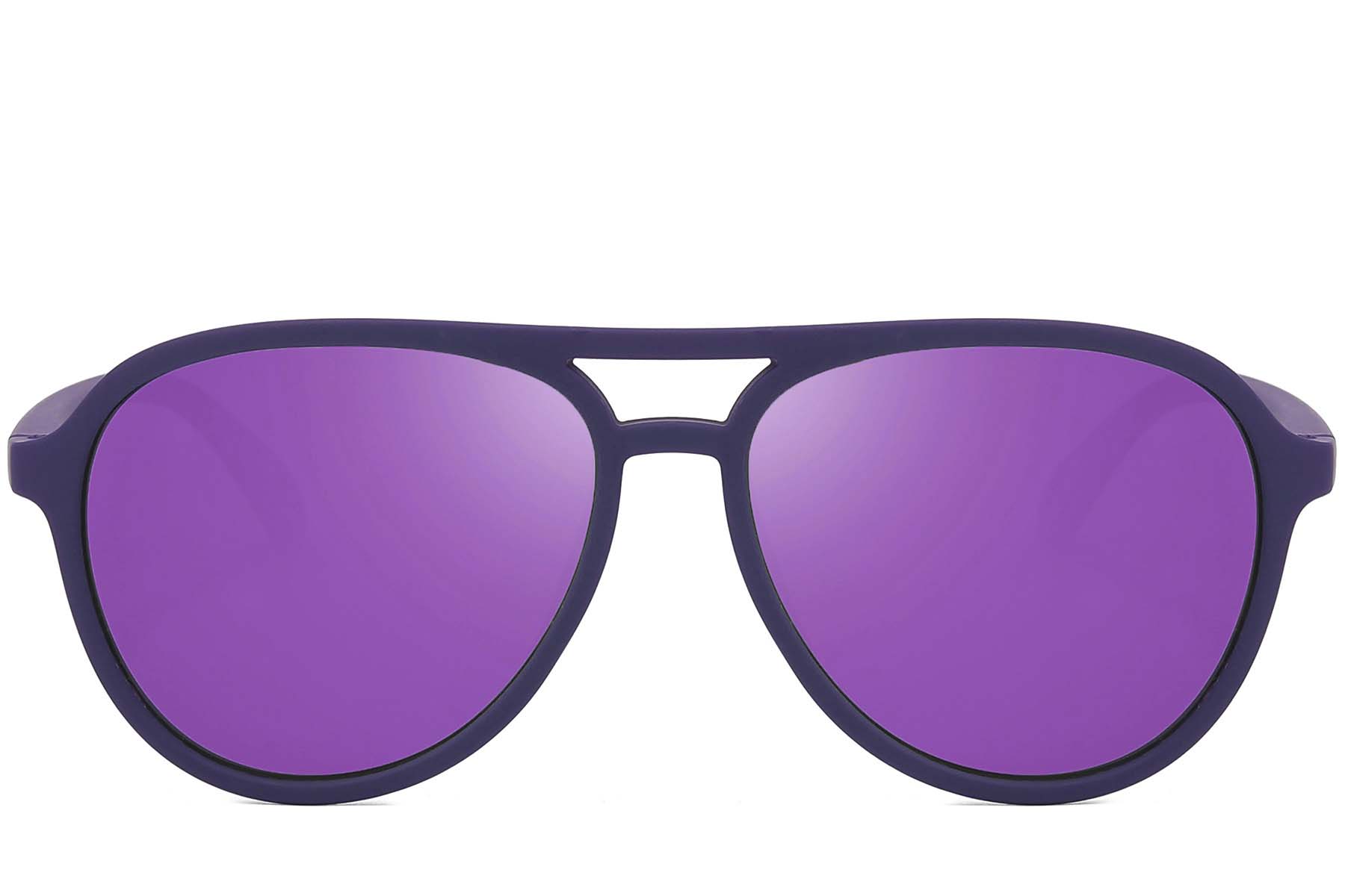 BS2607-0722_Purple_Aviator_Plastic_Polarized Sunglasses_front