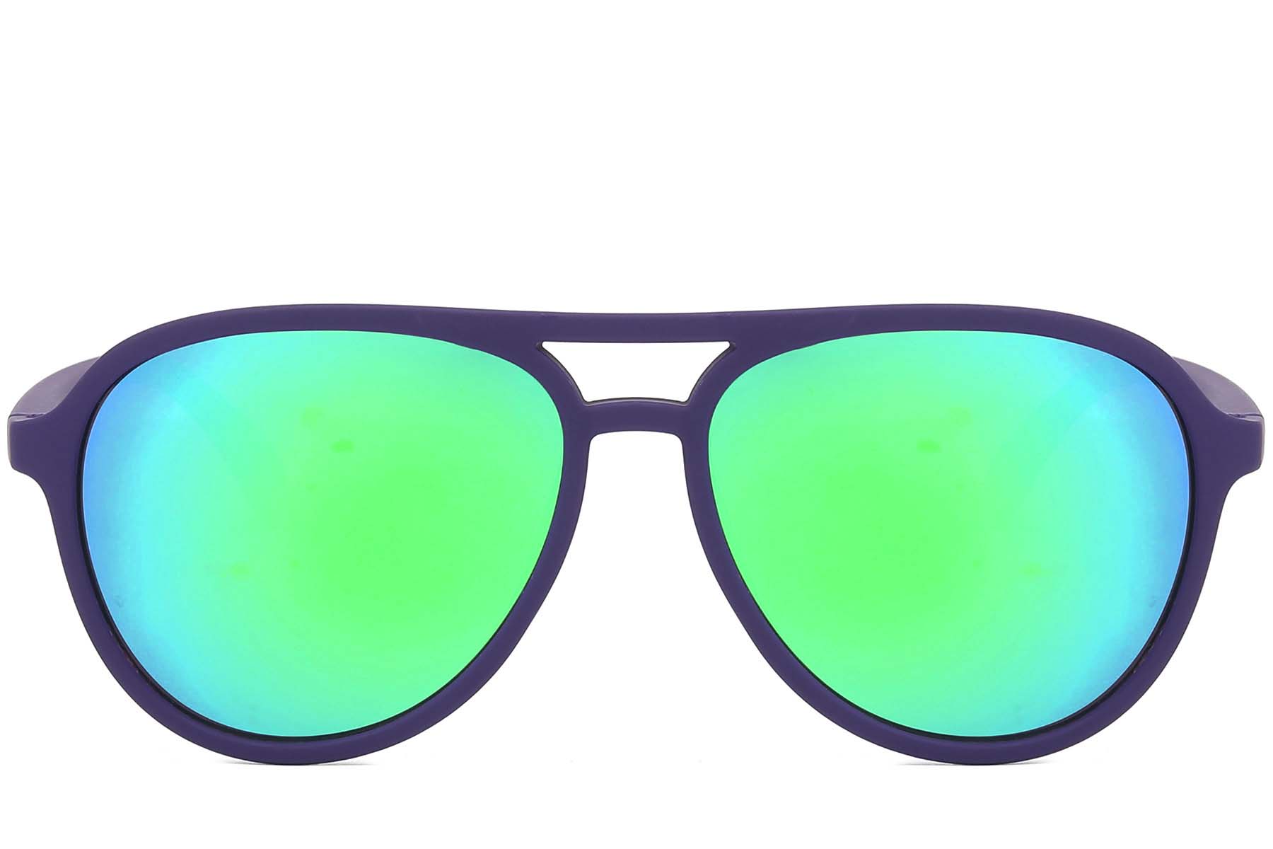 BS2607-0725_Purple_Aviator_Plastic_Polarized Sunglasses_front