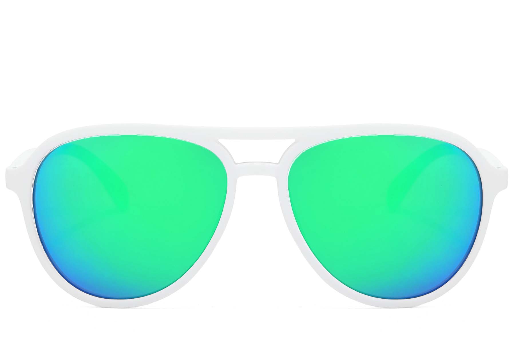 BS2607-0726_White_Aviator_Plastic_Polarized Sunglasses_front