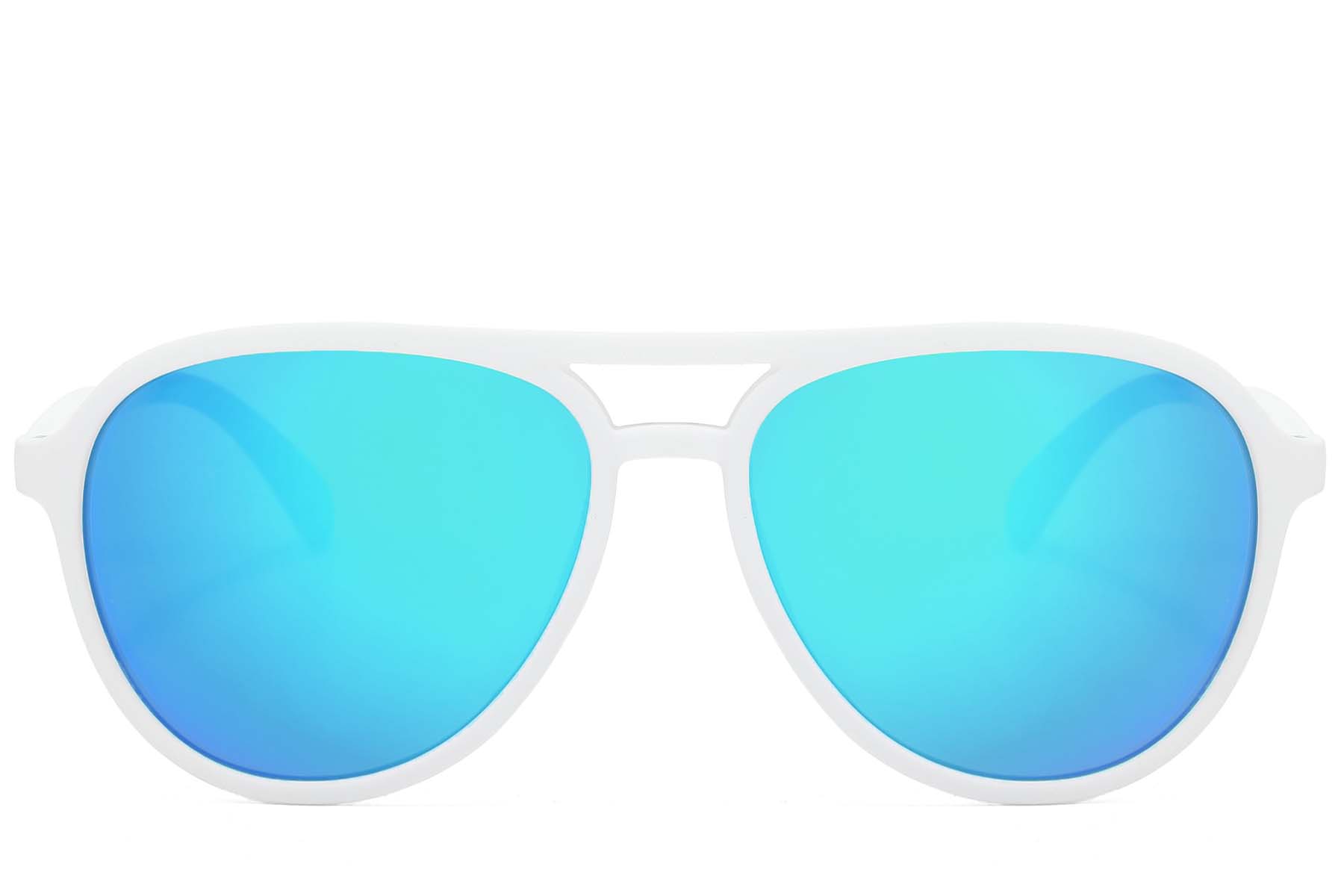 BS2607-0728_White_Aviator_Plastic_Polarized Sunglasses_front