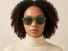 BS2607-0729_Green_Aviator_Plastic_Polarized Sunglasses-tryon_female