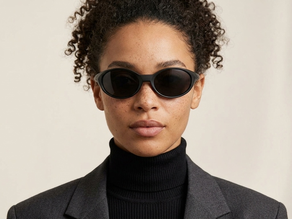 BS2607-0730_Black_Oval_Plastic_Polarized Sunglasses-tryon_female