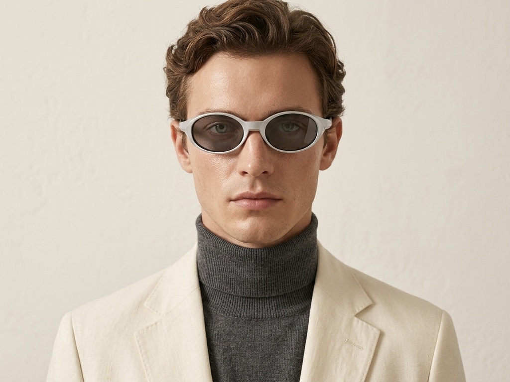 BS2607-0731_Silver_Oval_Plastic_Polarized Sunglasses-tryon_male
