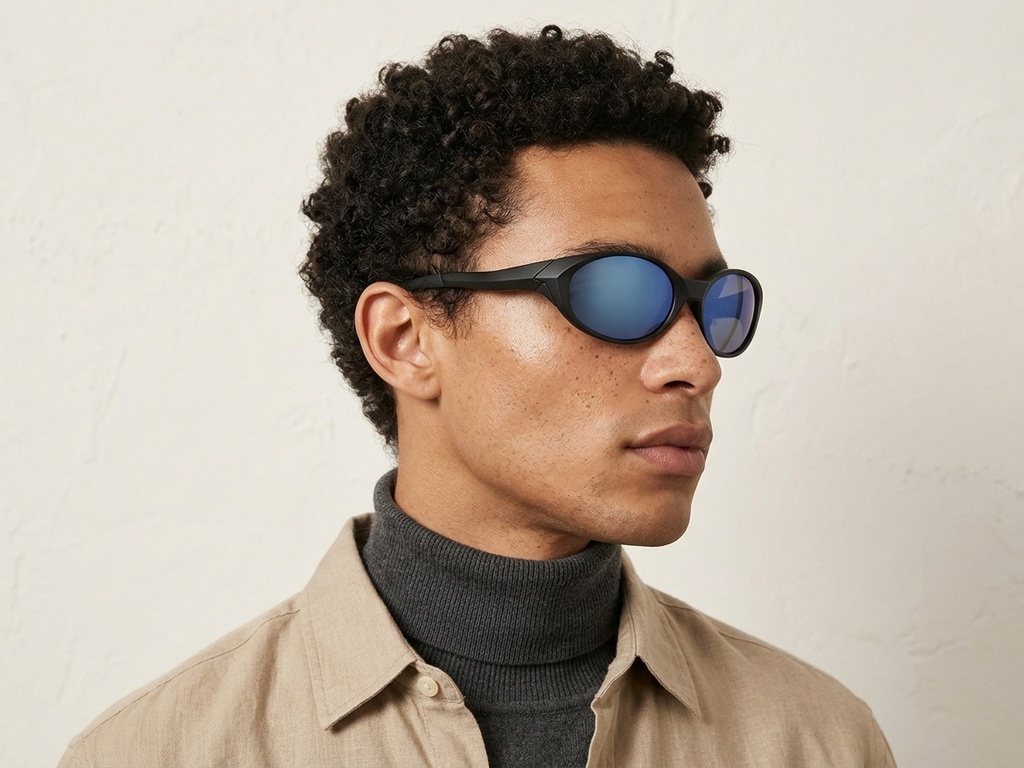 BS2607-0734_Black_Oval_Plastic_Polarized Sunglasses-tryon_male