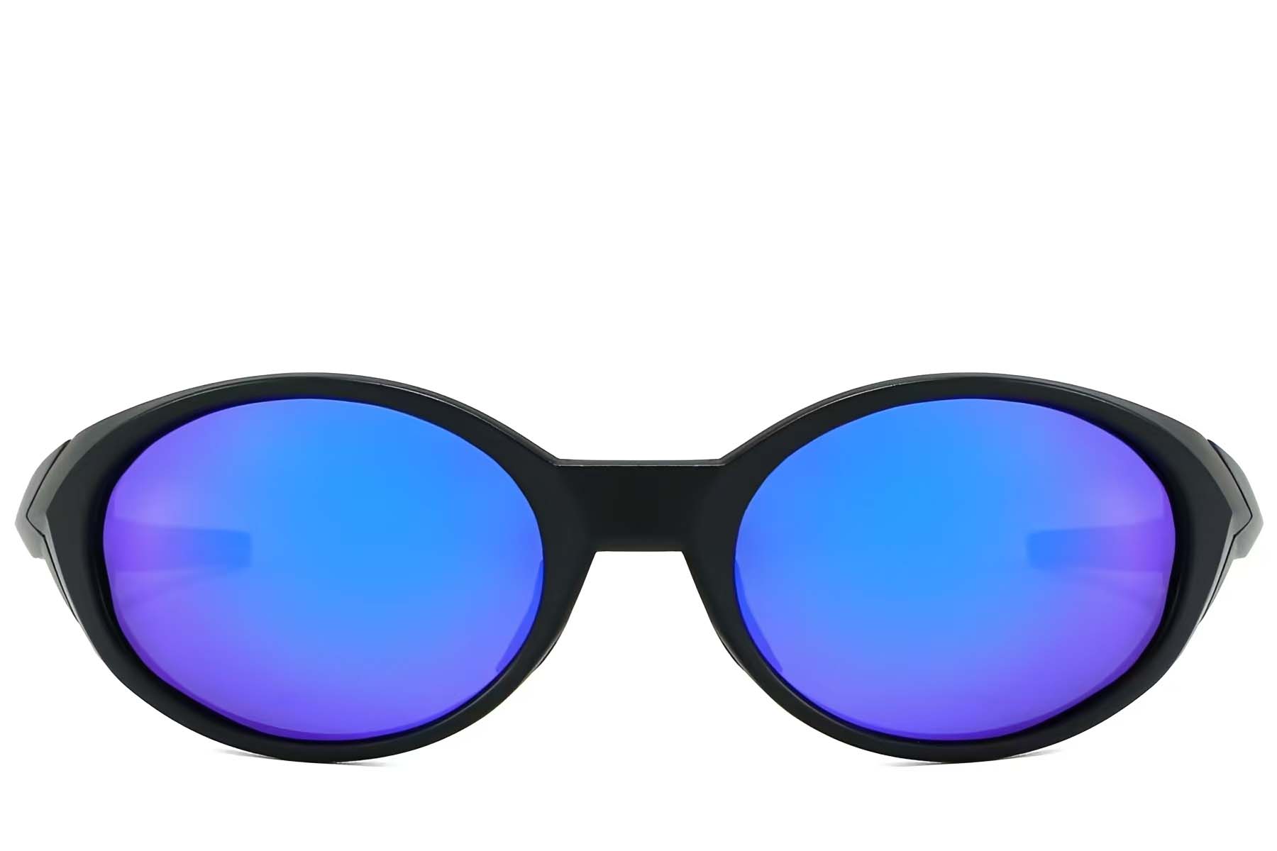 BS2607-0734_Black_Oval_Plastic_Polarized Sunglasses_front