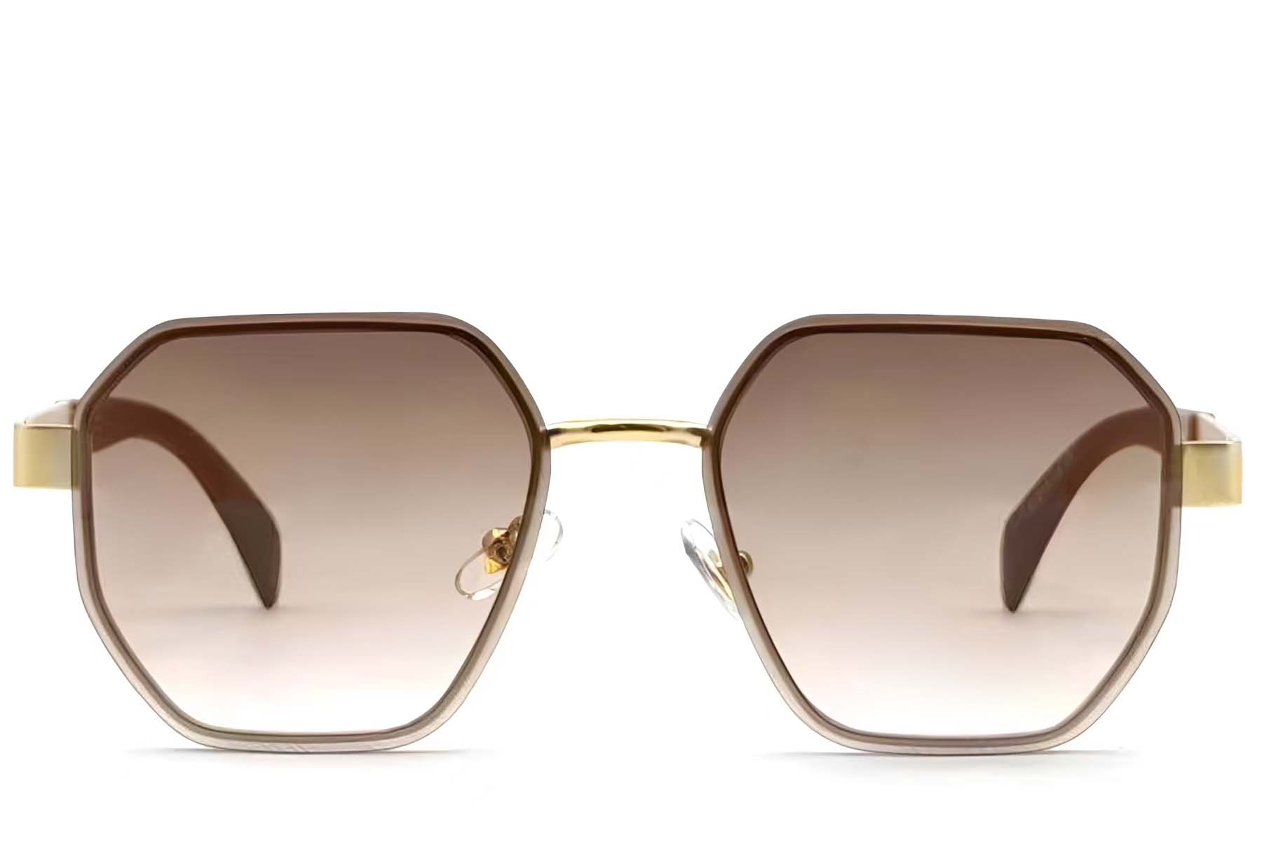 BS2607-0747_Golden_Geometric_Metal_Sunglasses_front