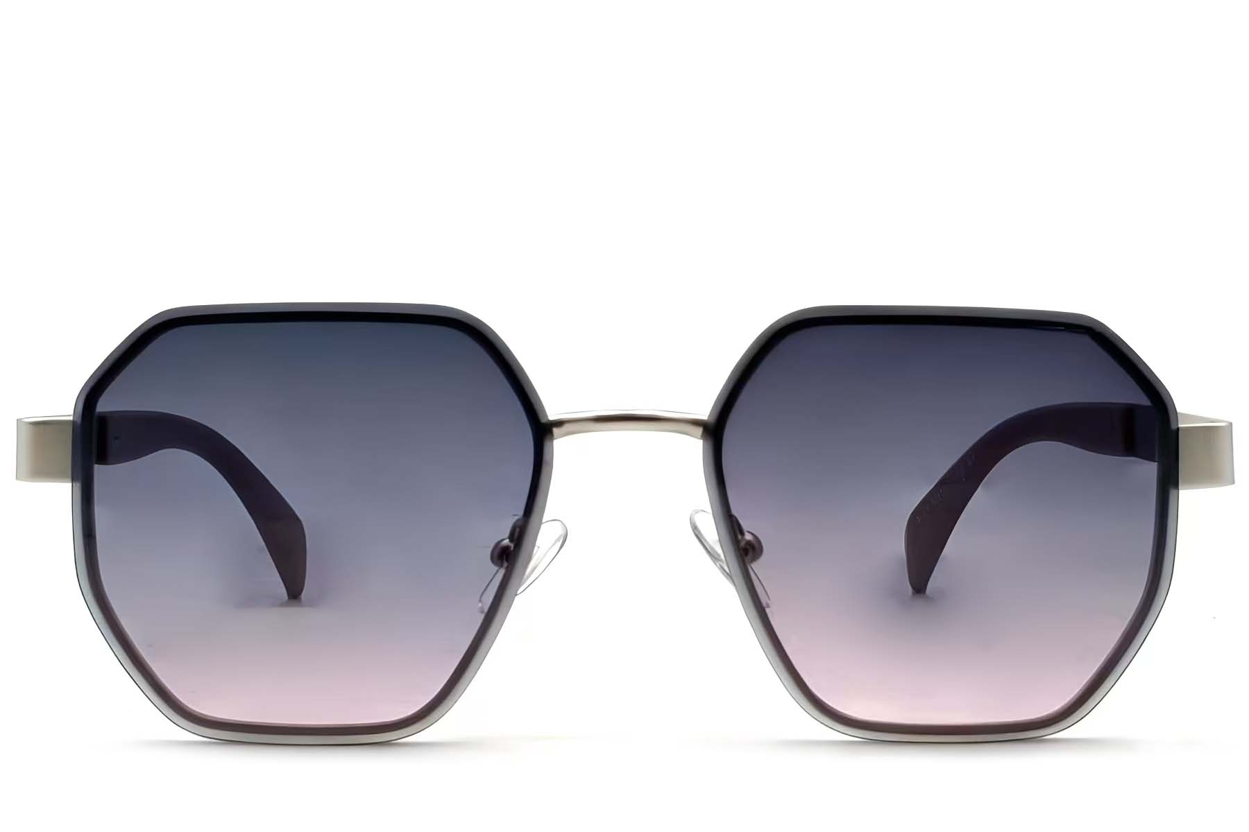 BS2607-0748_Silver_Geometric_Metal_Sunglasses_front