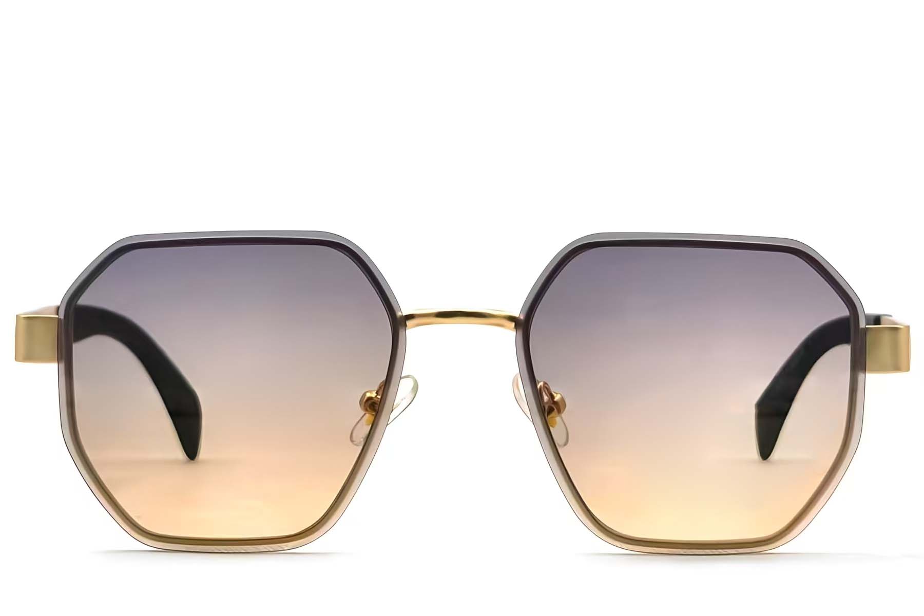 BS2607-0750_Golden_Geometric_Metal_Sunglasses_front