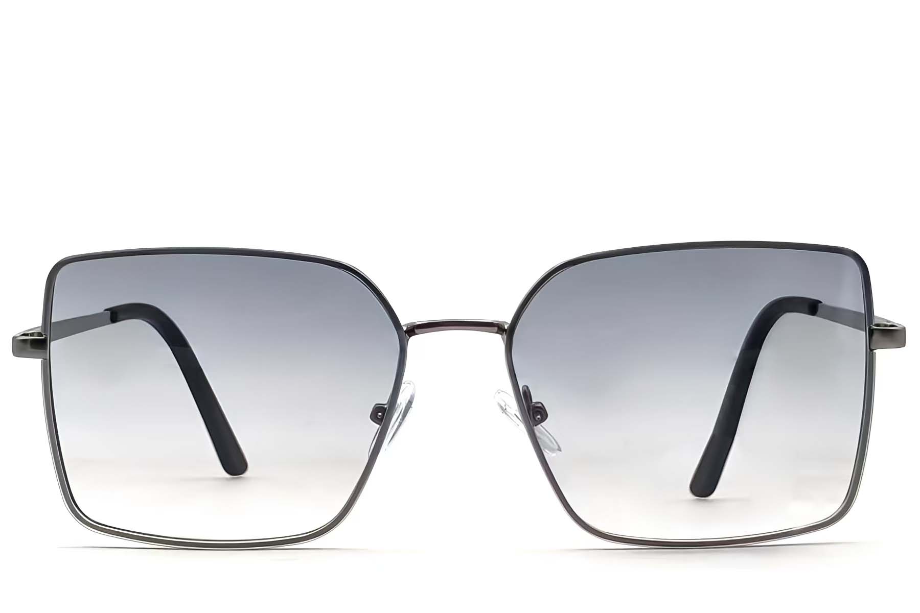 BS2607-0751_Grey_Rectangular_Metal_Sunglasses_front