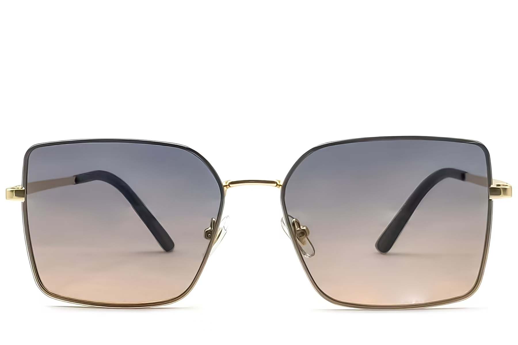 BS2607-0752_Golden_Rectangular_Metal_Sunglasses_front