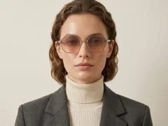 BS2607-0758_Silver_Oval_Metal_Sunglasses-tryon_female