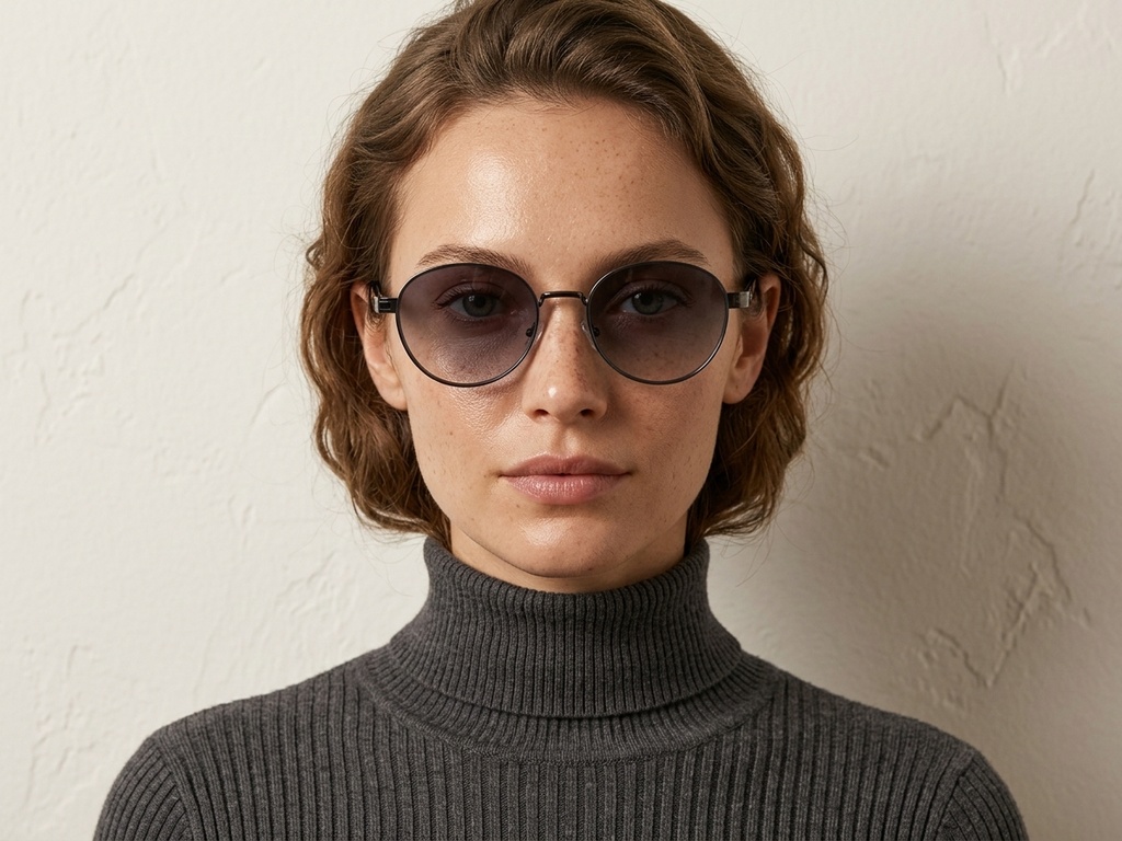 BS2607-0759_Grey_Oval_Metal_Sunglasses-tryon_female