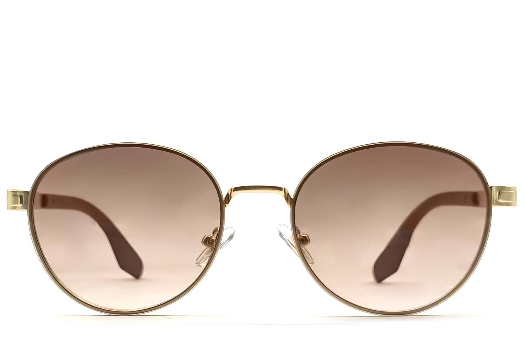 BS2607-0761_Golden_Oval_Metal_Sunglasses_front
