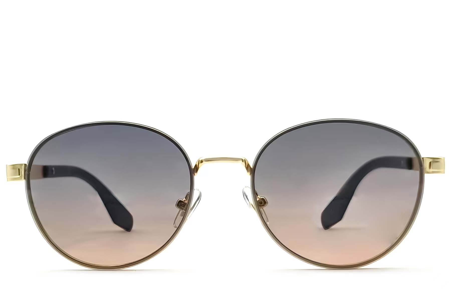 BS2607-0762_Golden_Oval_Metal_Sunglasses_front