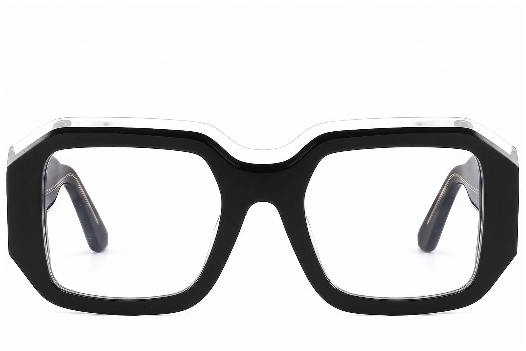 BS2607-1003_Black_Rectangular_Acetate_Glasses_front