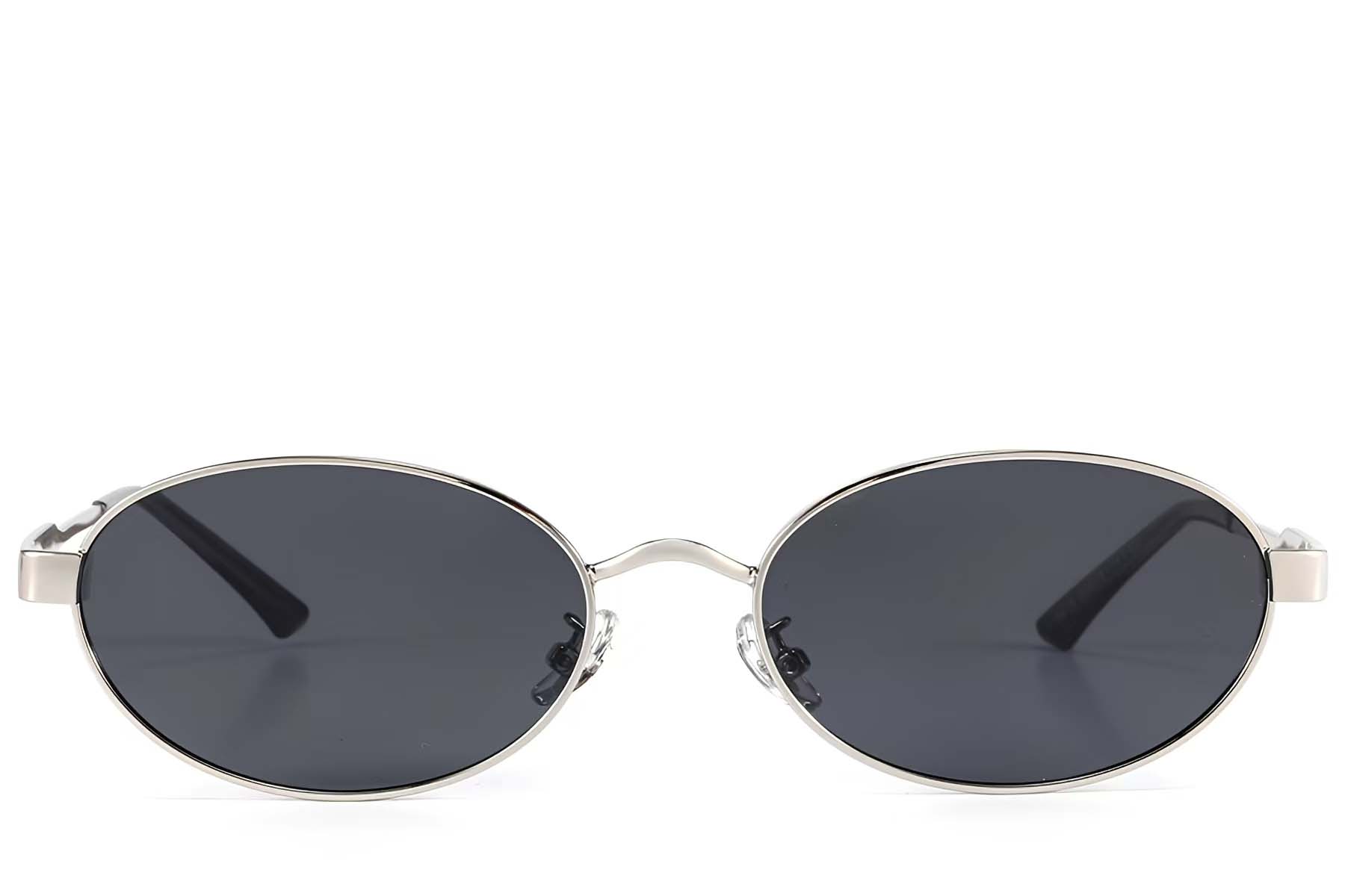 BS423-0421_Silver_Oval_Metal_Sunglasses_front