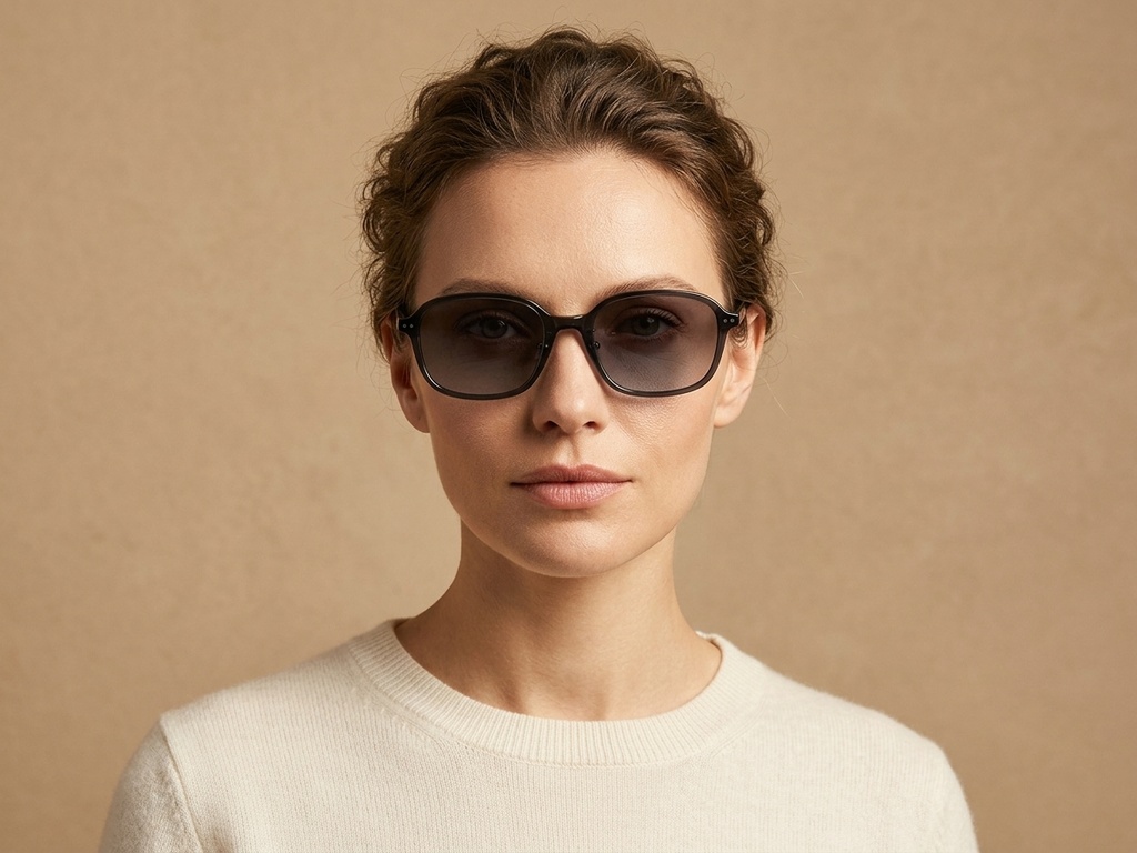 BS423-0439_Grey_Rectangular_TR90_Sunglasses-tryon_female