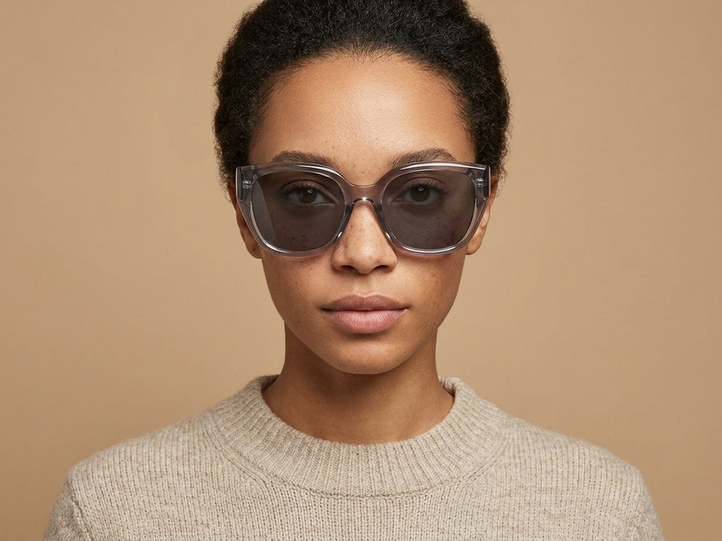 BS423-0456_Grey_Oval_TR90_Sunglasses-tryon_female
