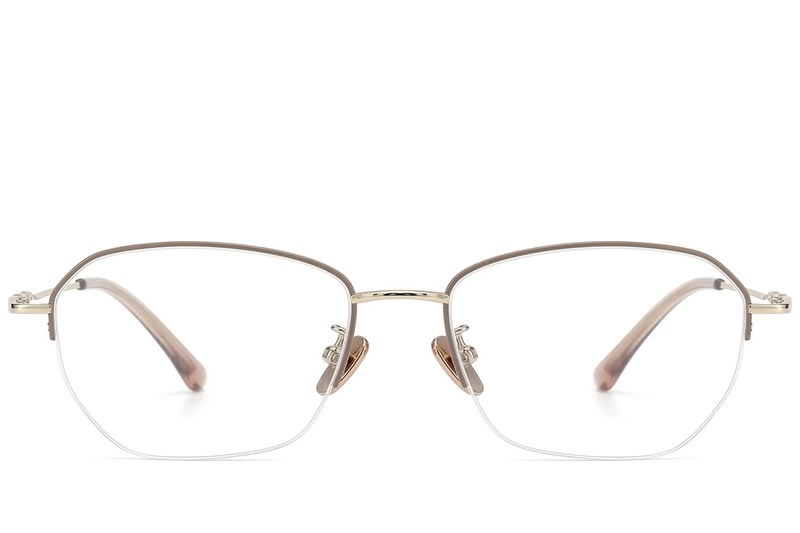 BS423-0465_Brown_Semi-rimless_Titanium_Glasses_front