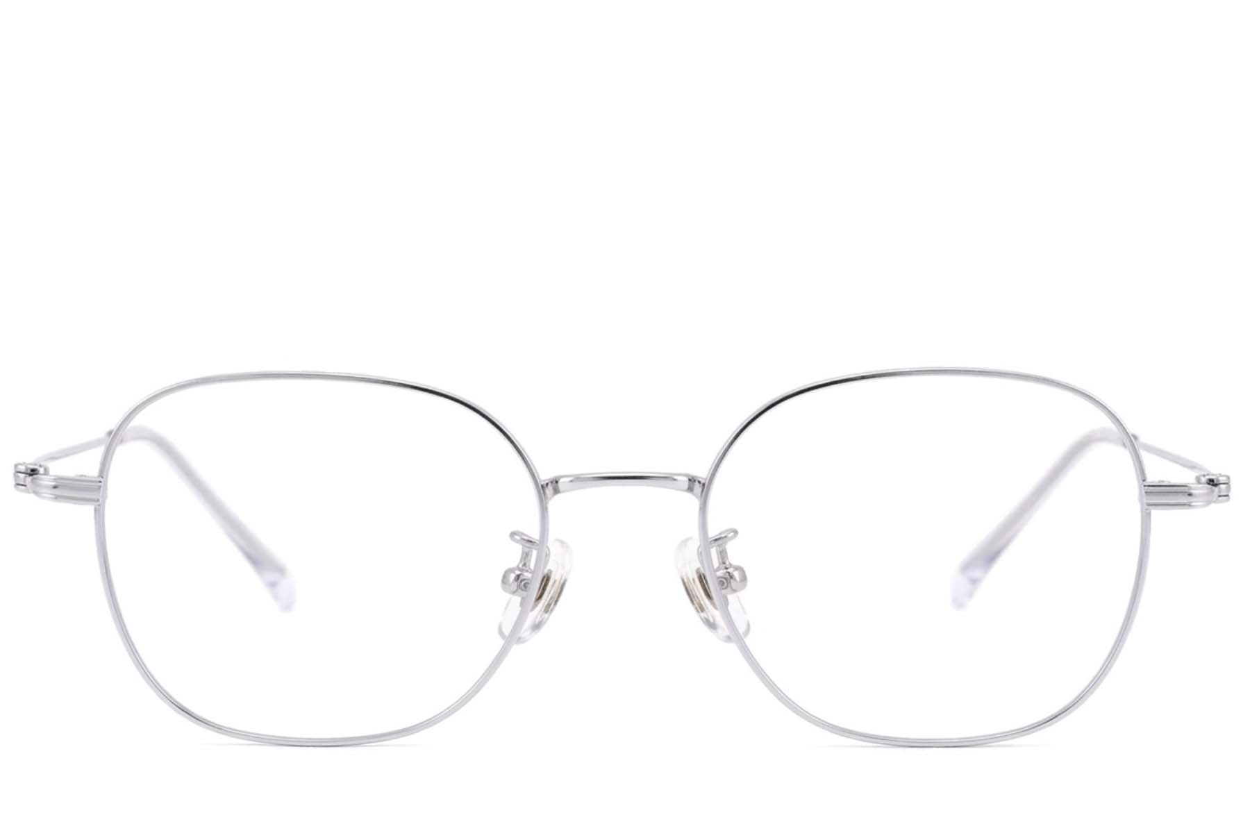 BS423-0587_Silver_Rectangular_Titanium_Glasses-front