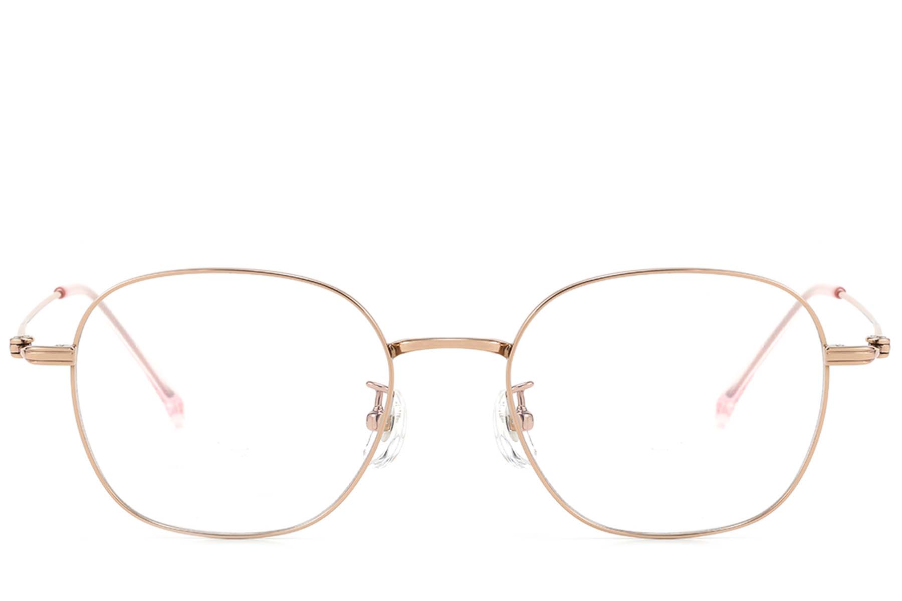 BS423-0588_Pink_Rectangular_Titanium_Glasses_front