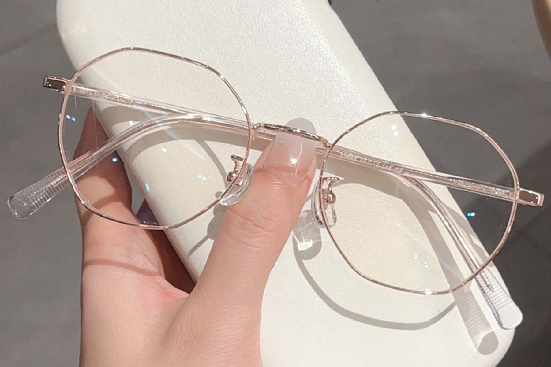 BS423-0614_Pink_Geometric_Metal_Glasses_front