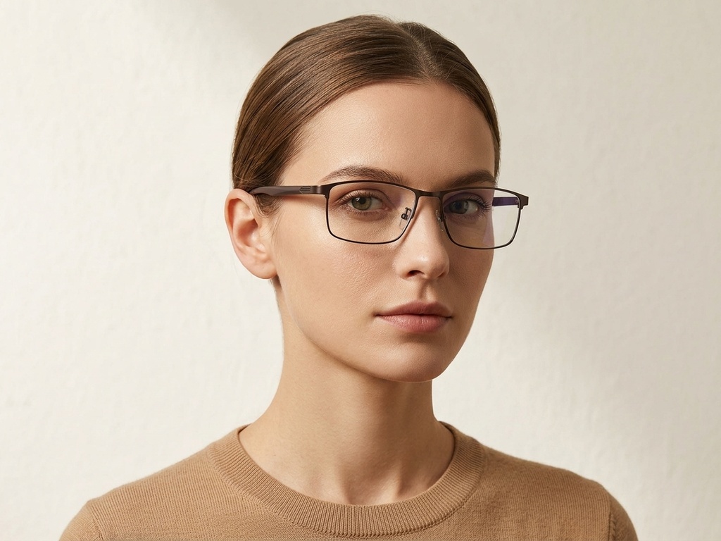BS423-0624_Brown_Rectangular_Metal_Glasses-tryon_female
