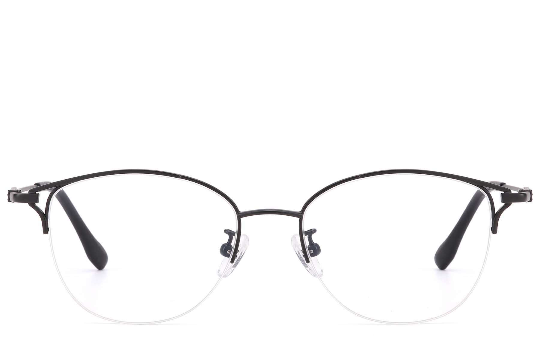 BS423-0636_Black_Semi-rimless_Titanium_Glasses-front