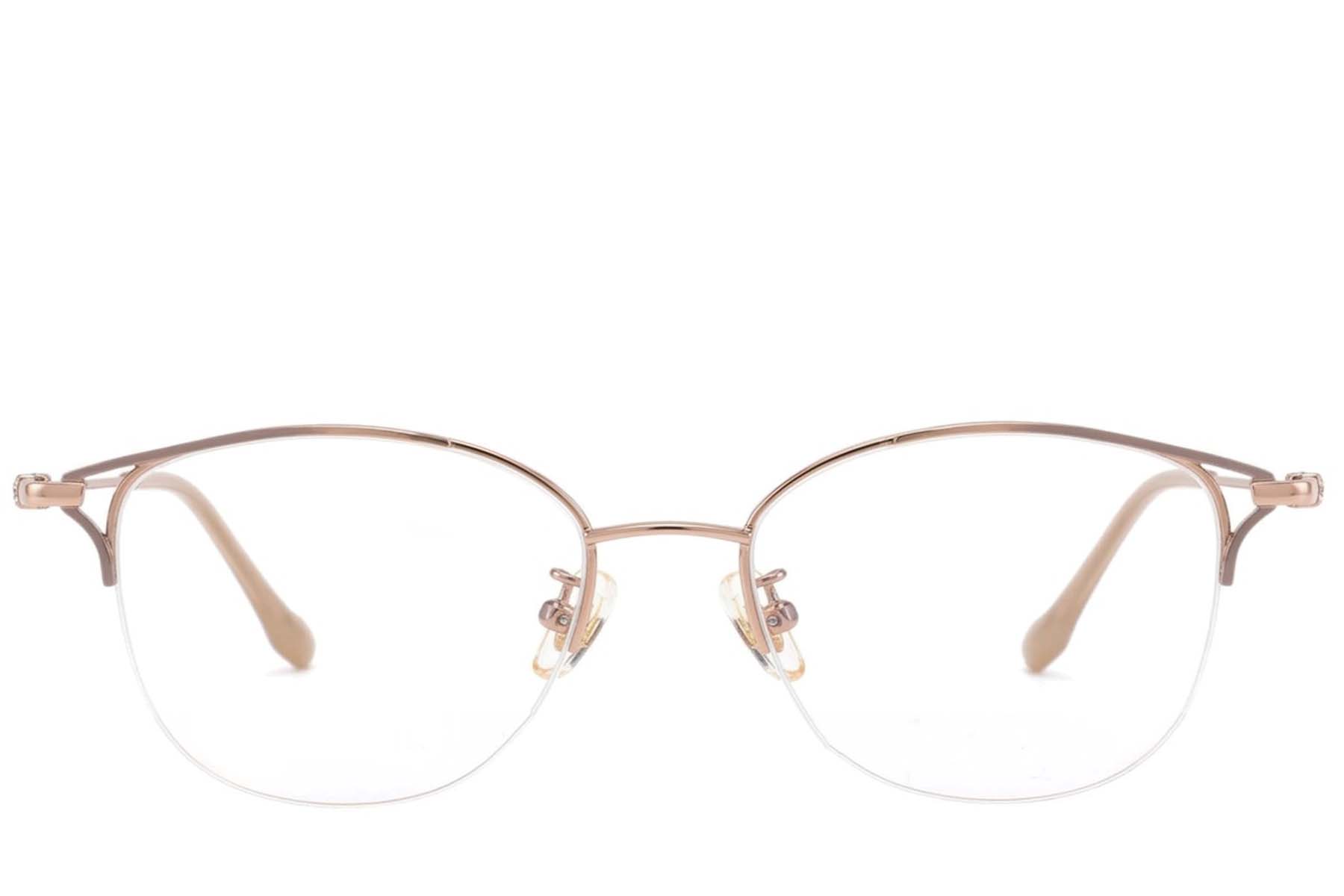 BS423-0637_Pink_Semi-rimless_Titanium_Glasses-front