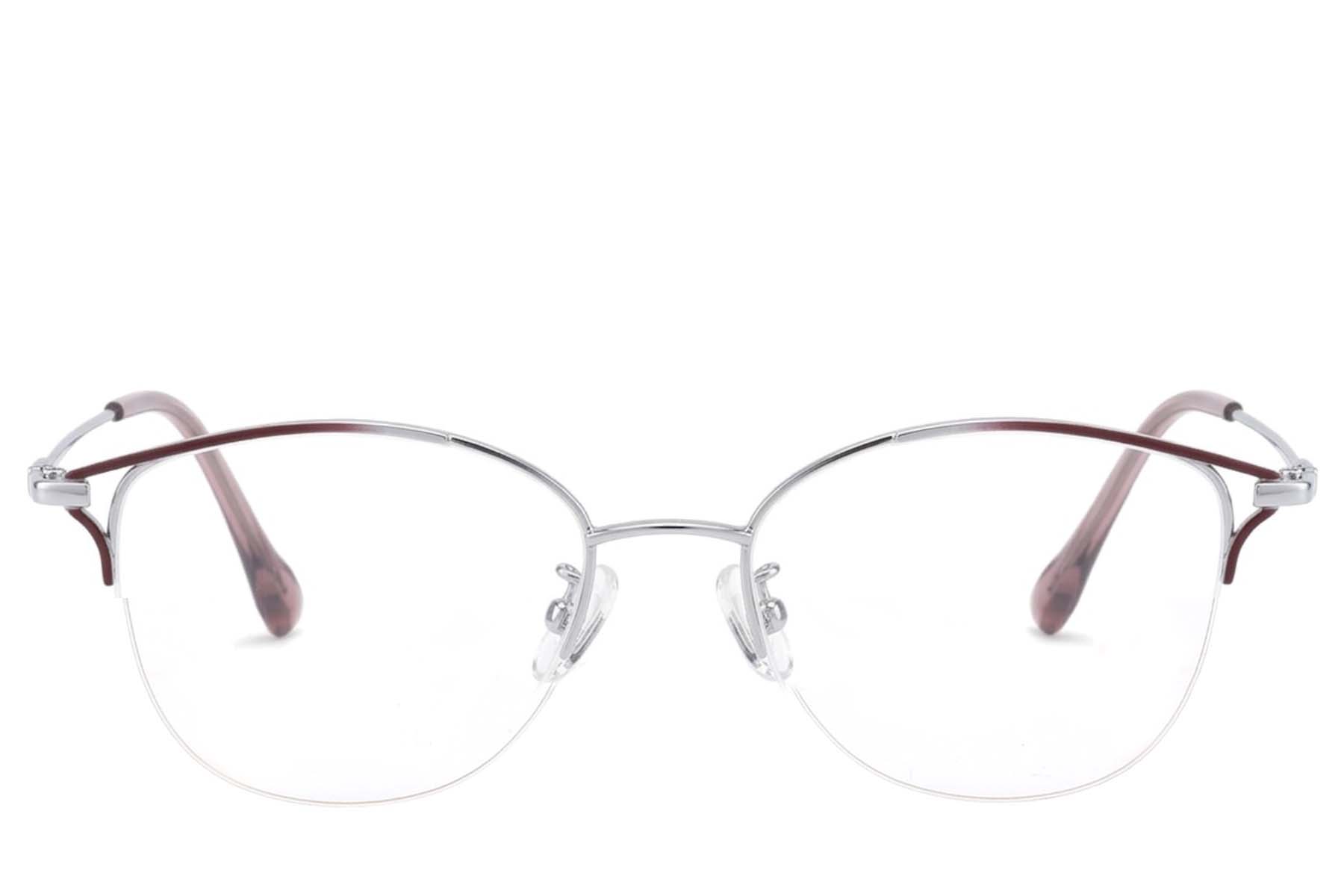 BS423-0638_Silver_Semi-rimless_Titanium_Glasses-front