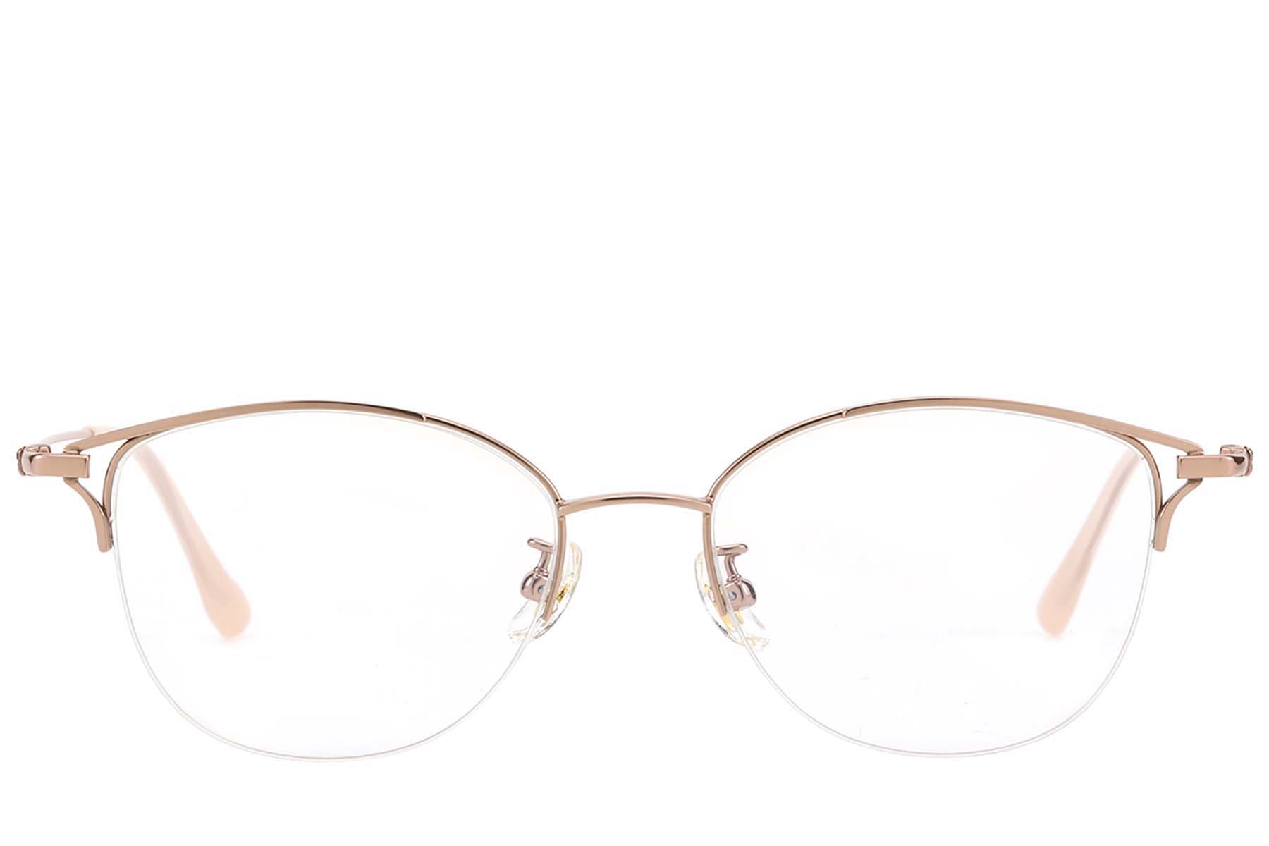 BS423-0639_Pink_Semi-rimless_Titanium_Glasses_front