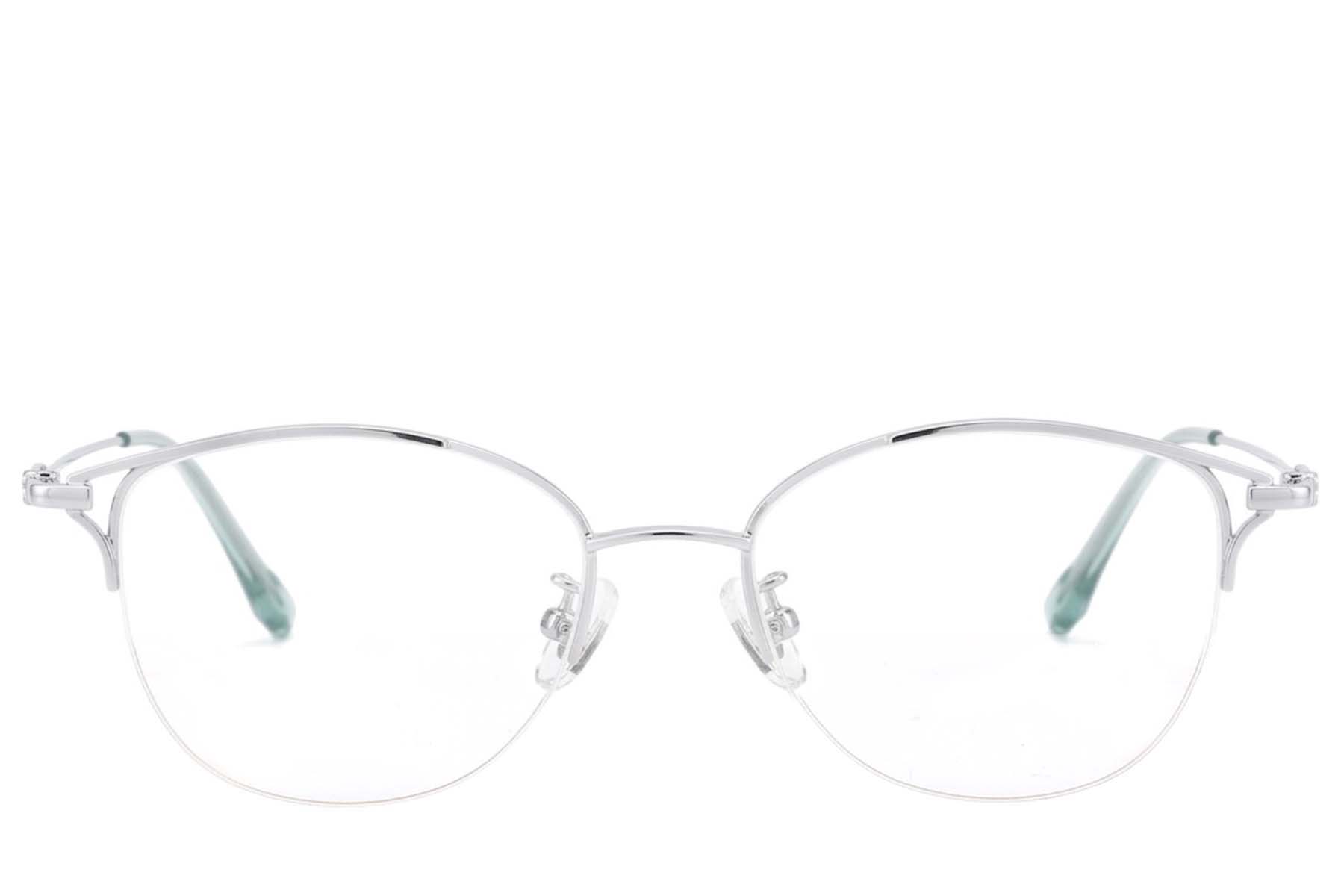 BS423-0640_Silver_Semi-rimless_Titanium_Glasses-front