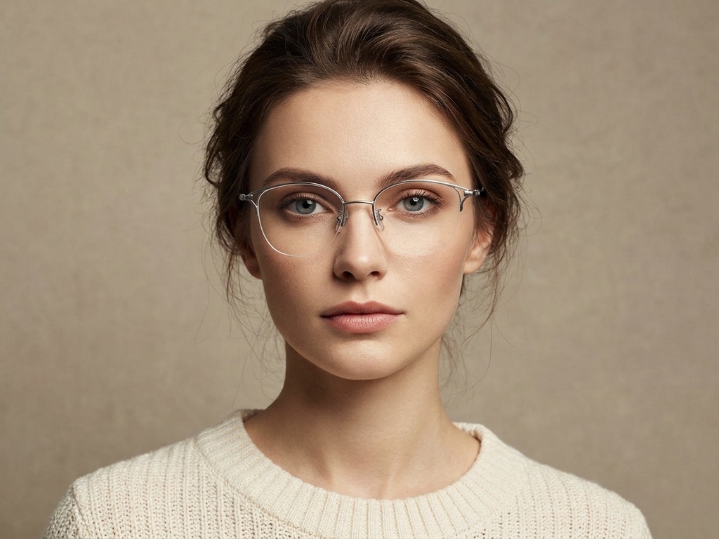 BS423-0640_Silver_Semi-rimless_Titanium_Glasses-tryon_female