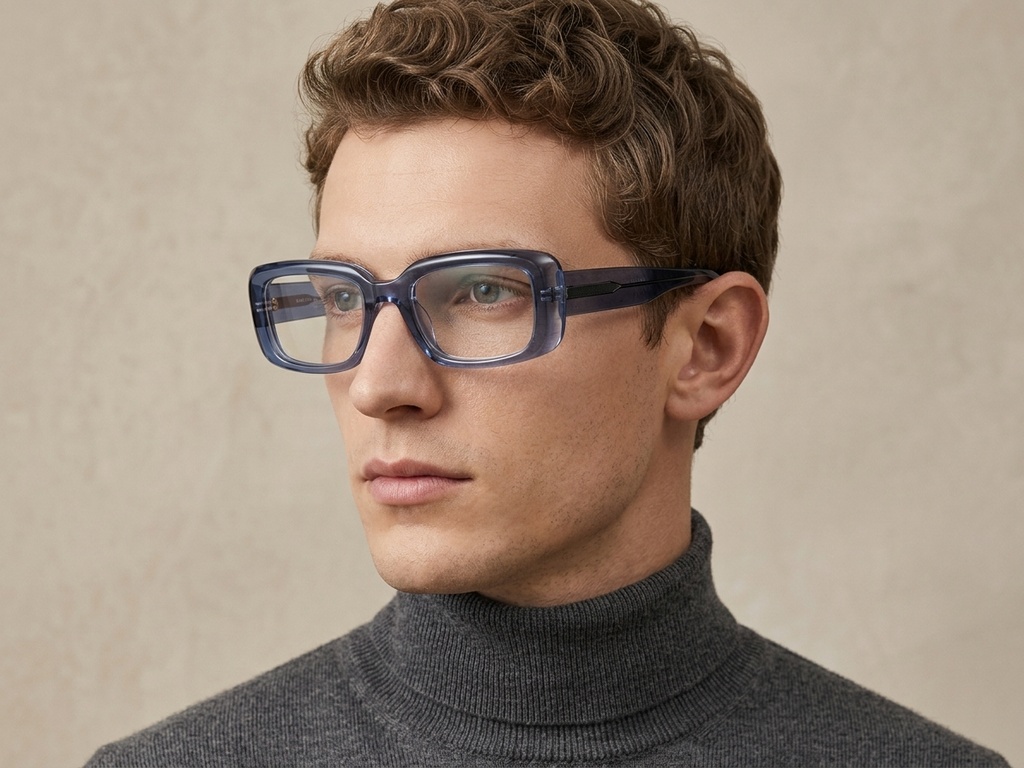 Rectangular Blue Acetate Glasses #BS522-0283