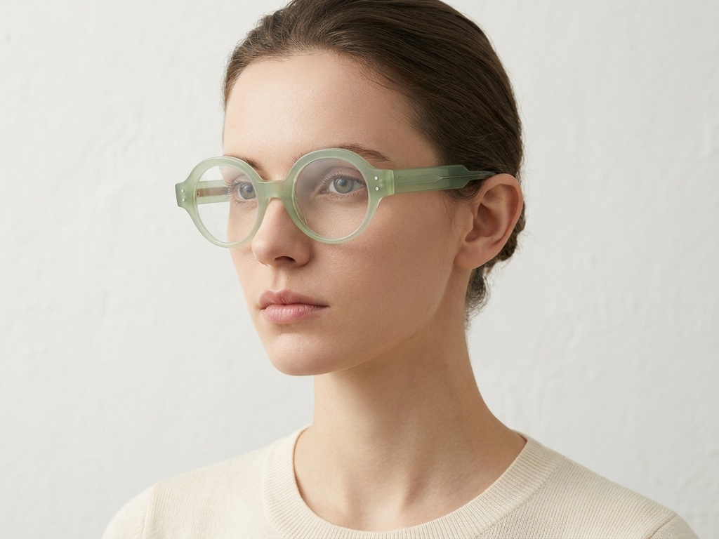 Round Green Acetate Glasses #BS522-0294