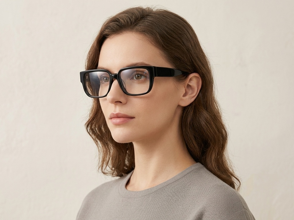 Rectangular Black Acetate Glasses #BS522-0321
