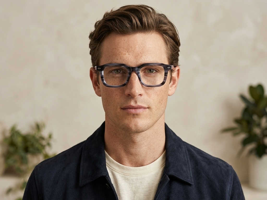 Rectangular Grey Acetate Glasses #BS522-0327