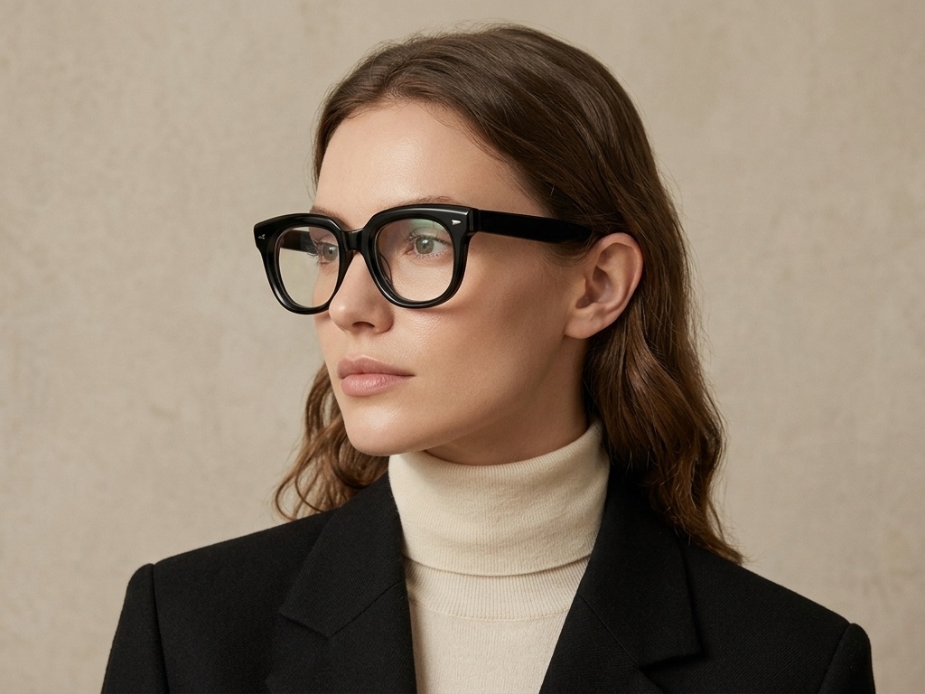 Rectangular Black Acetate Glasses #BS522-0328